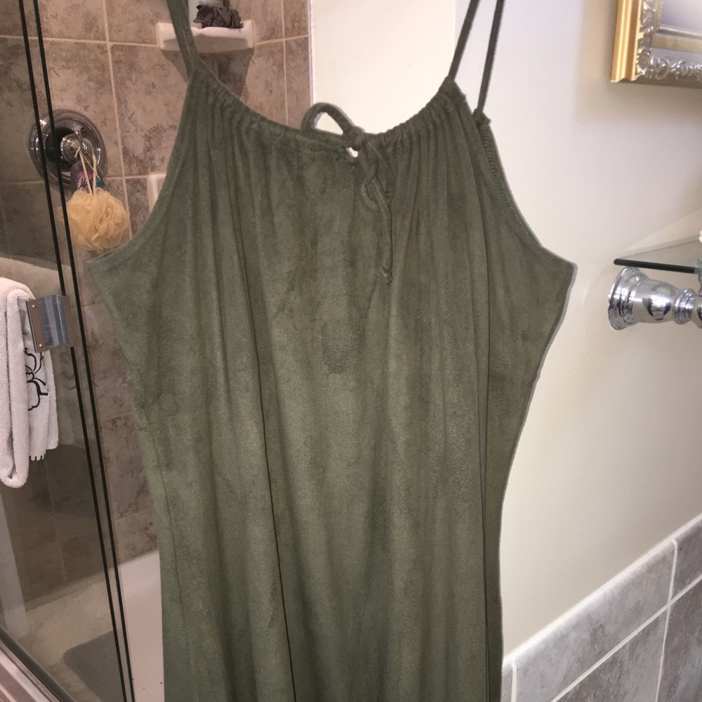 Velvet or Suede like Size Large Olive Tank Top NWOT